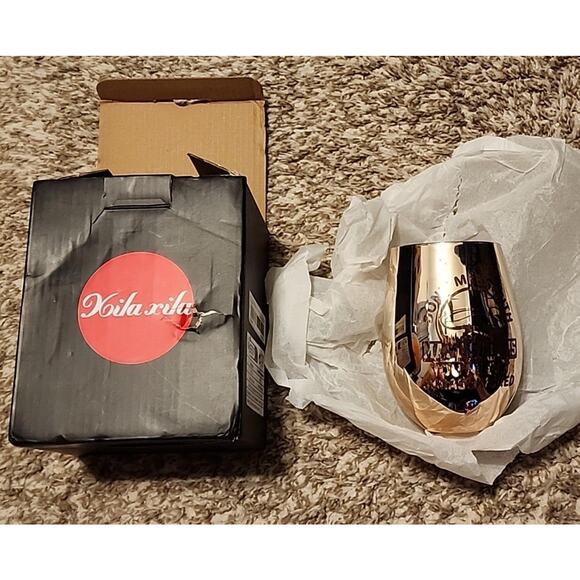 Don't Mess With Mamasaurus Rose Gold Stemless 18 Oz Wine Glass - New - Picture 2 of 5